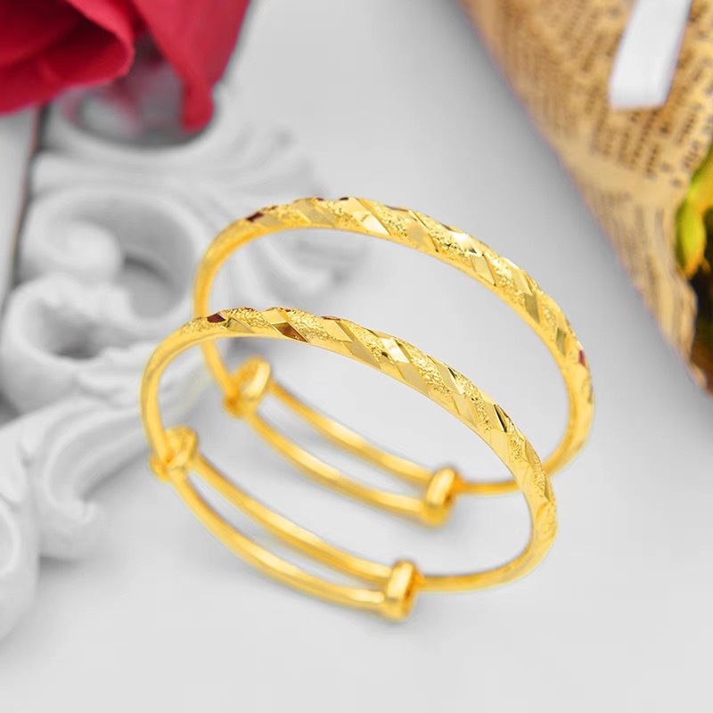 Fashion 18K Yellow Gold Color Lovely Children Kid Boy Girl Infant Baby Bangle Bracelet Gift Lucky Newest Bangle For Child