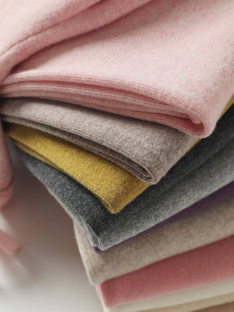 Women Cashmere Autumn Winter Wide Leg Pants Full Length 100% Merino Wool Knitwear Basic Simple Trousers Korean