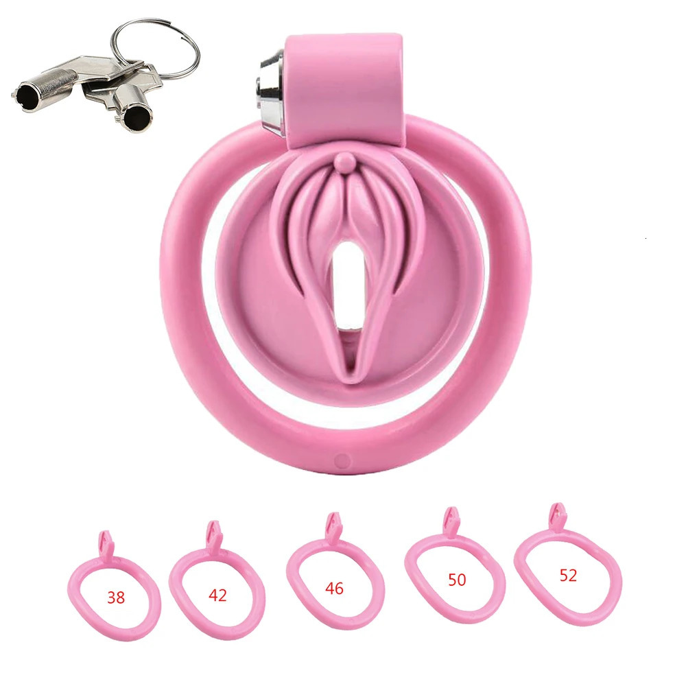 Male Small Cock Cage 5 Rings Sissy Labia Carving Tight Chastity Penis Ring with Lock Masturbation Sex Toys for Men 240423