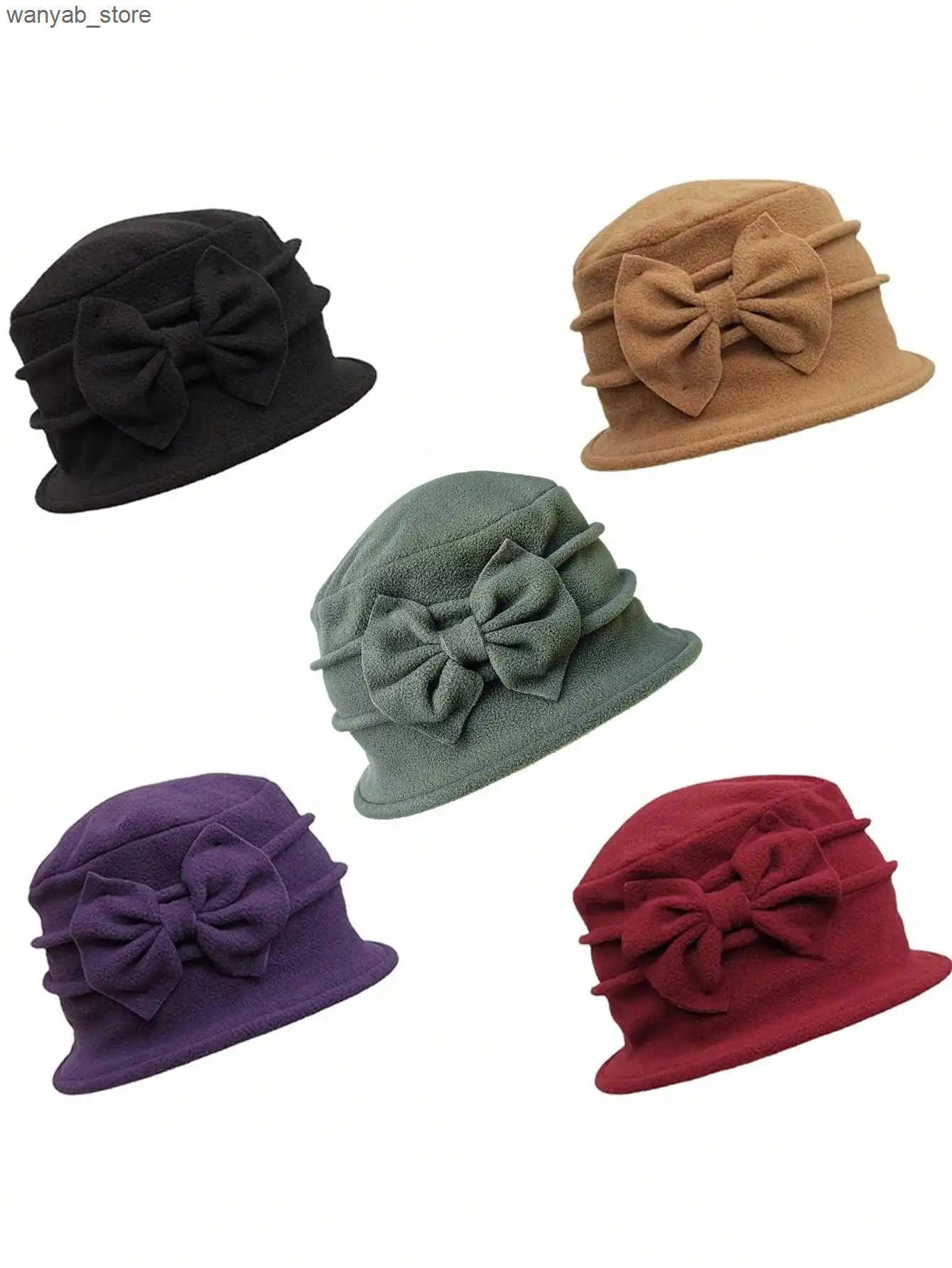 Wide Brim Hats Bucket Hats Womens Bell Beret Hat French Vintage Floral Fce Cloche Hat Classic Winter 1920s Bucket Hat L240910