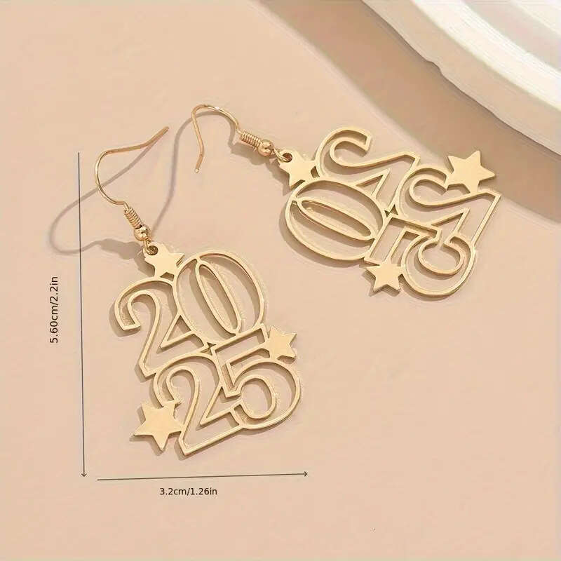 Digital Creative Fashion Boho Style 2025 Gaanized Design New Year Earrings Straight Hair