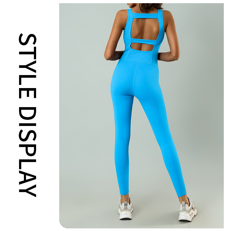 Women One Piece Tracksuits Hollow Back Gym Sets Yoga Suits Sportswear Sports Jumpsuits Fiess Rompers Female Workout Bodysuits