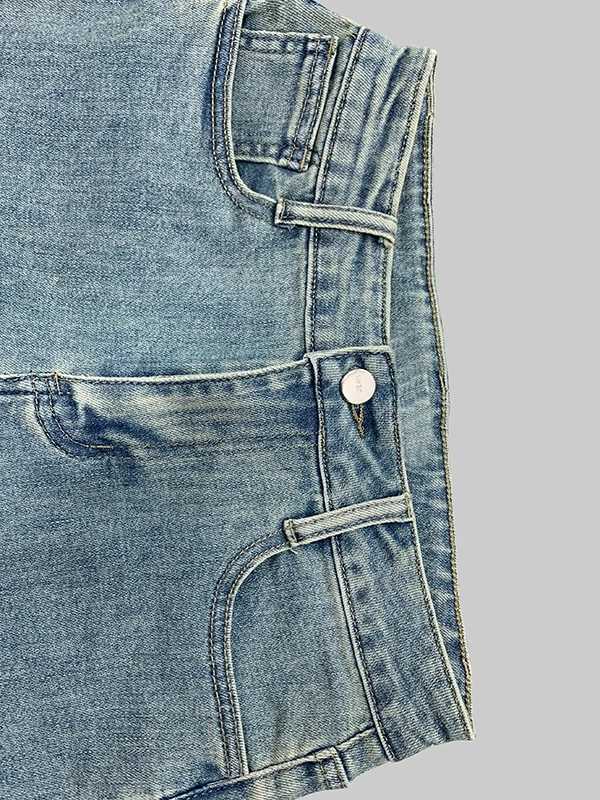 Women's Jeans Modigirl Womens Jeans Pants Autumn Winter Blue Retro Flower Printed Robot with Pocket Womens High Waist Shining Denim Pants H241130