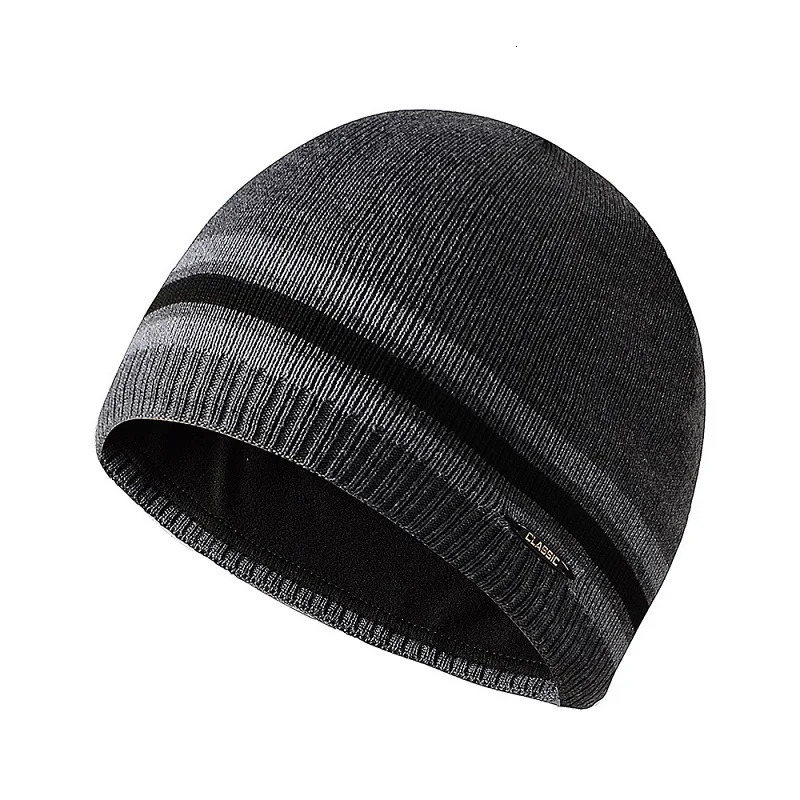 Mens Fleece Knitted Hat Winter Warm Beanie Soft Comfortable Snow Ski Cap Male Outdoor Thick Windproof Hedging Beanies 241125