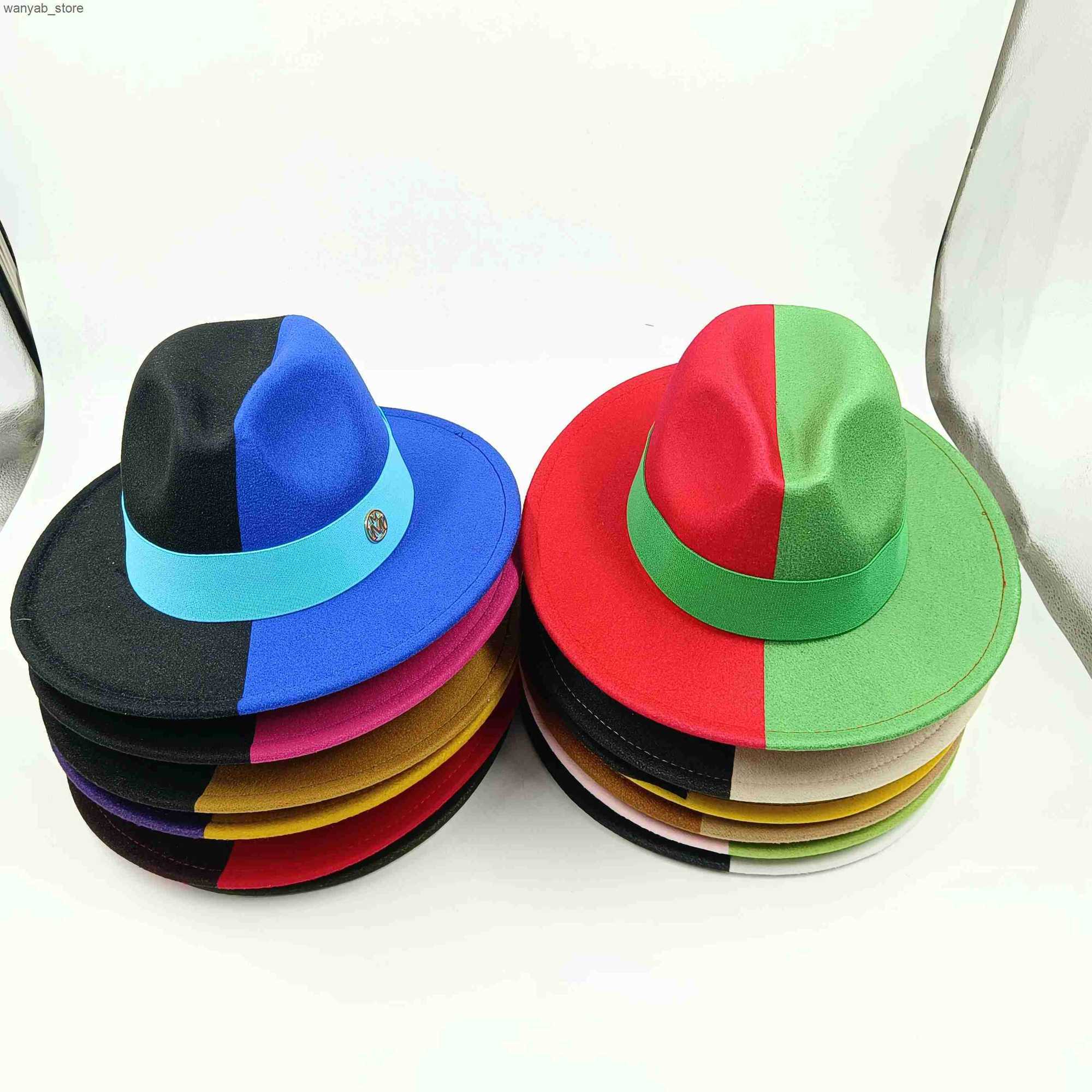 Wide Brim Hats Bucket Hats Double Fedora Hat Mens and Womens Jazz Hat Dual Color Gradient Pattern New Tie Dyed Fedora Hat Autumn Classic Hat sombrero 