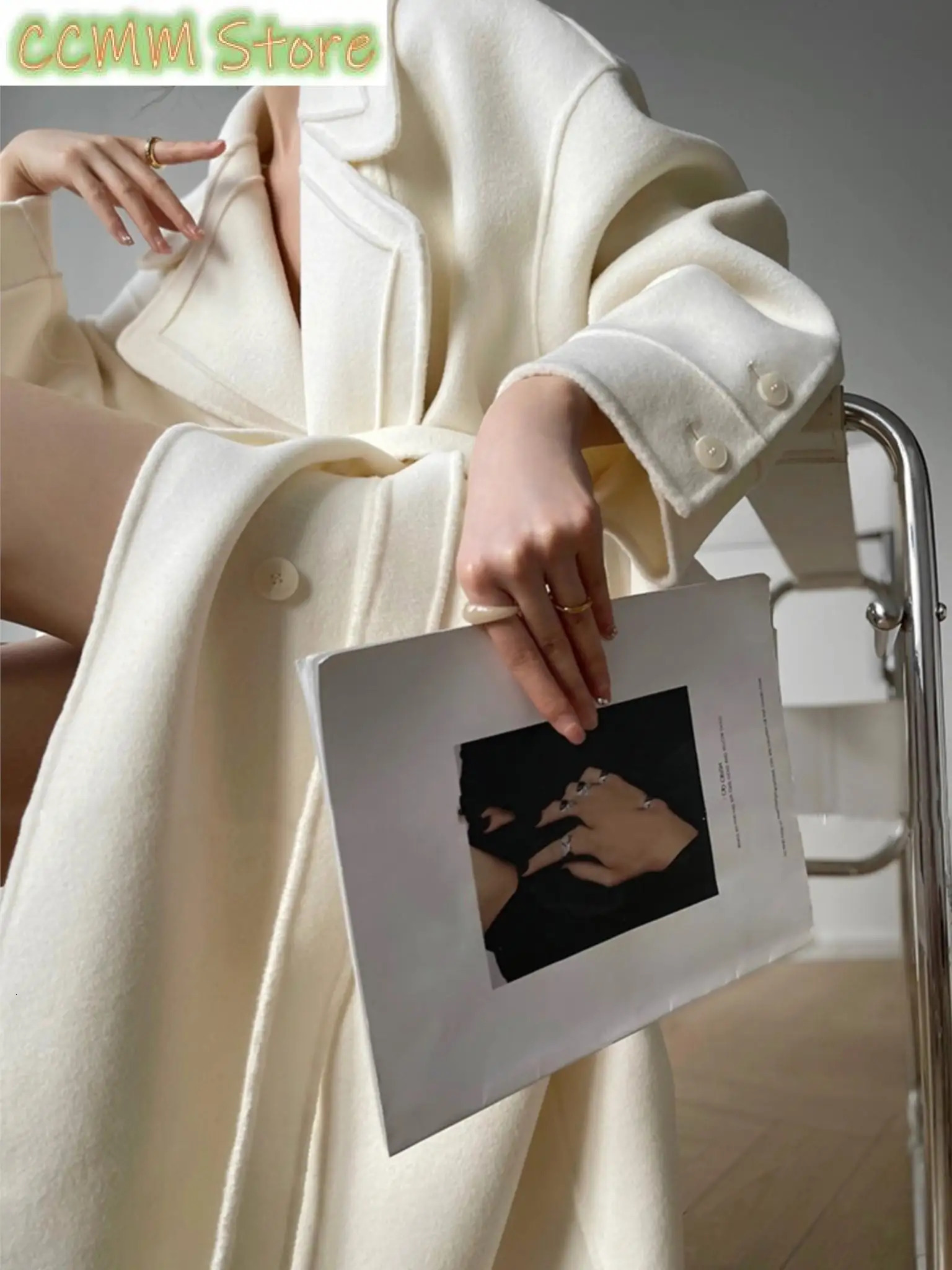 Women Fashion Elegant Quality Woolen Coat Winter Warm Solid Lapel Overcoat With Belt Female Autumn Outerwear Mujers Cloak 241129