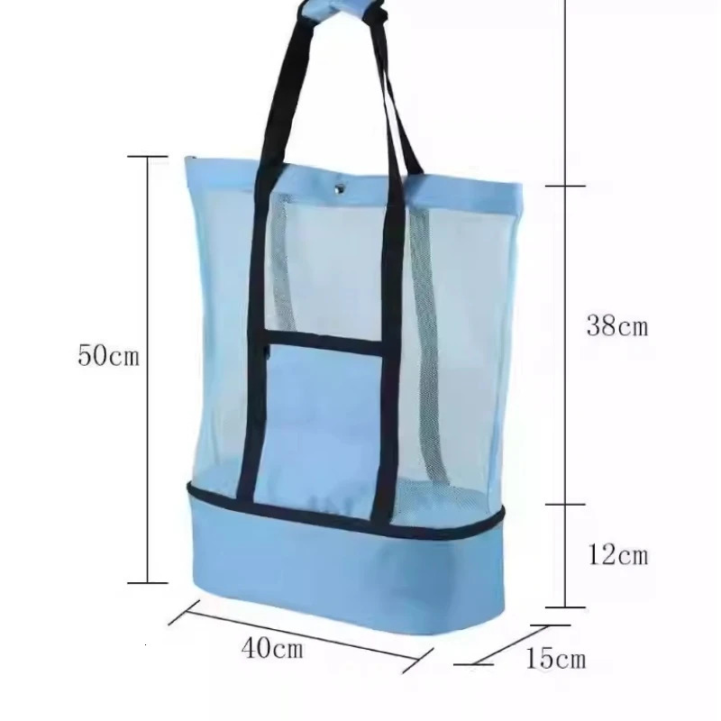 Women Heat Preservation Picnic Beach Bag Mesh Transparent Double-layer Swim Storage High Capacity Shopping Waterproof Bags Tote 240415