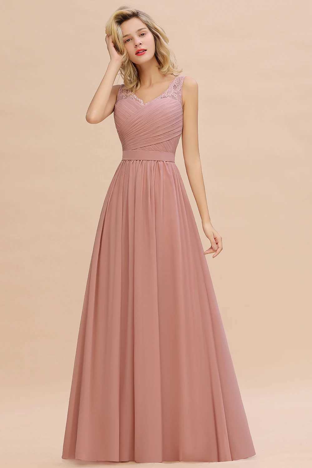 Runway Dresses Dusty Bridesmaid Dresses 2023 Chiffon Lace Long A-line Wedding Prom Formal Evening Party Gowns Robe De Soire De Mariage Y240426