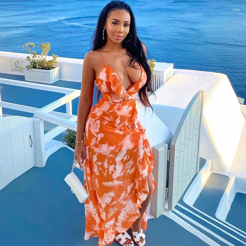 Swimming Dress For Woman Beach Outing Bikini Tunic Kaftan Swimwear Bath Exits 2024 Suit Polyester Spandex Floral Boho Slip V