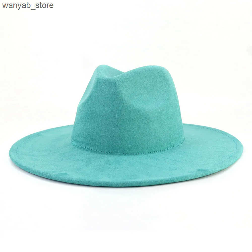 Wide Brim Hats Bucket Hats Suede Fedora Multicolor Heart-shaped Top 9.5cm Brim Men and Women Jazz Hat Panama Hat Wholesale L240910