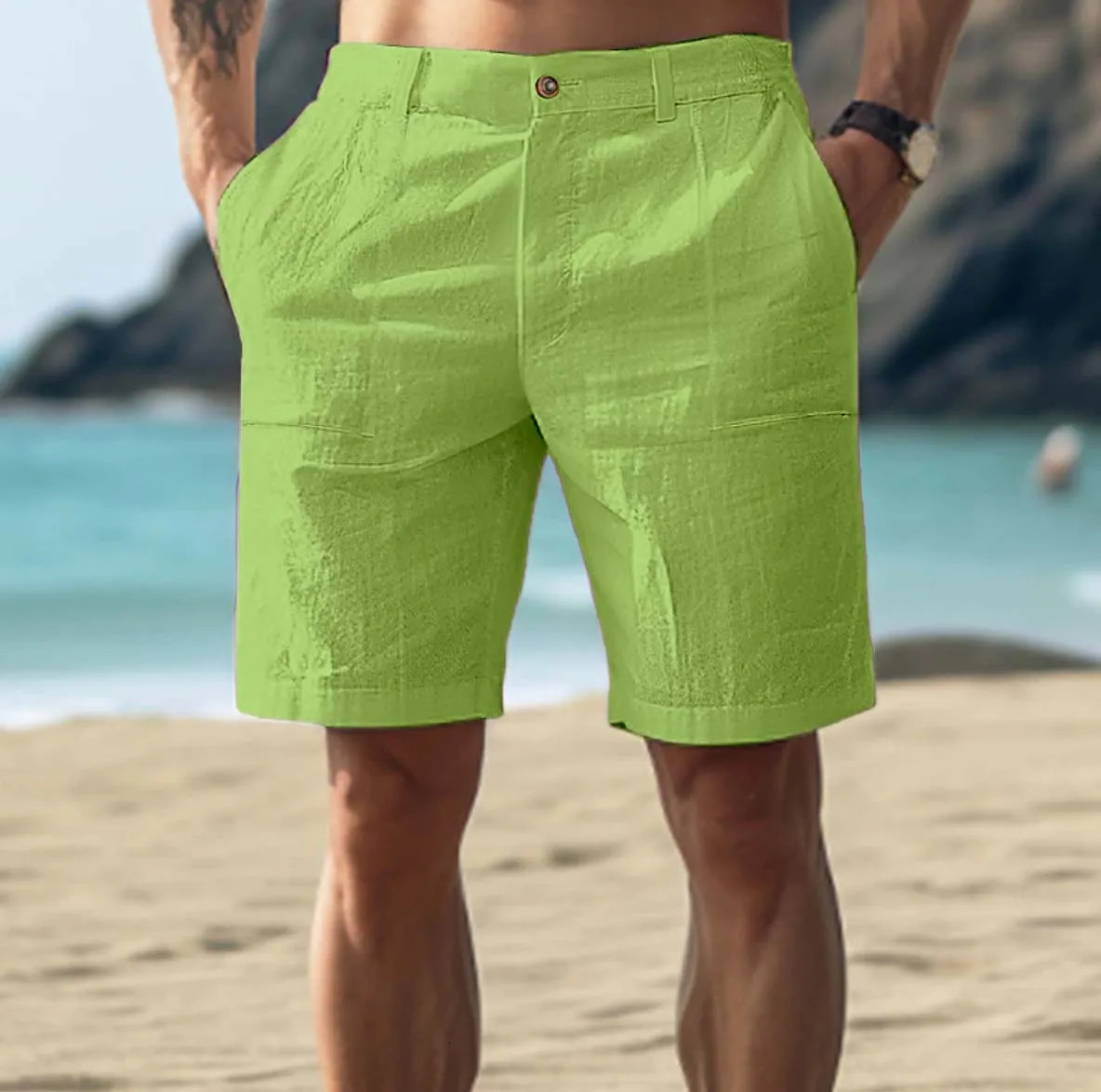 Summer Mens Cotton and Hemp Shorts Fashion Versatile Trend 240415