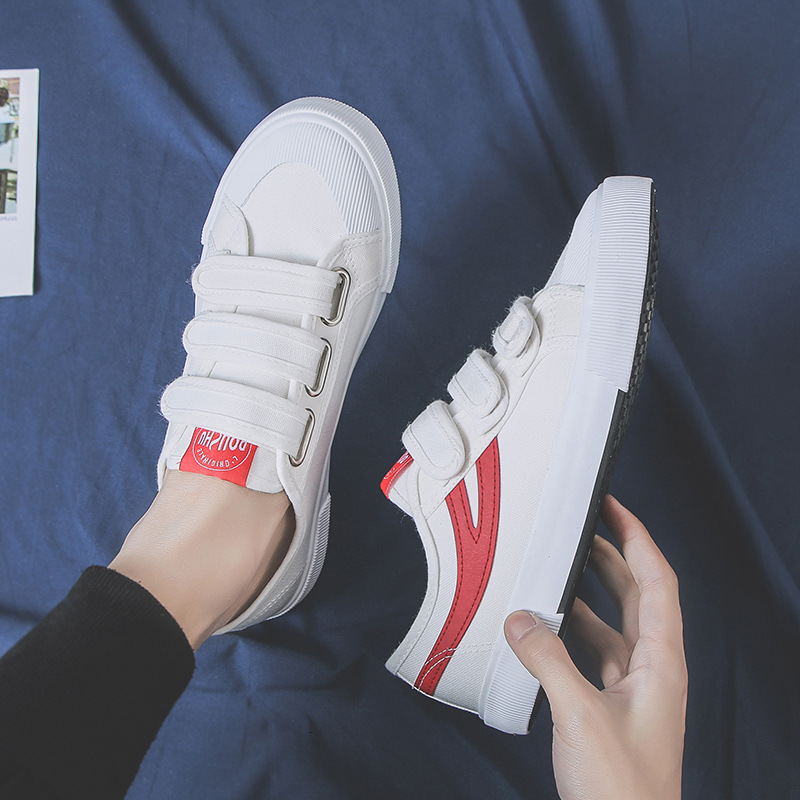 New Lazy Canvas Velcro Casual Board Adhesive Buckle Korean Edition Fashion White Shoes Single Foot Men's Shoes Designer Casual Shoes Versatile Bo