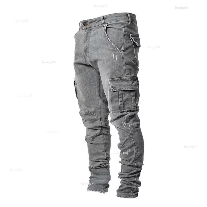 2021 European and American New Jeans Men's Side Pocket Small Foot Tight Jeans NK012 in Stock