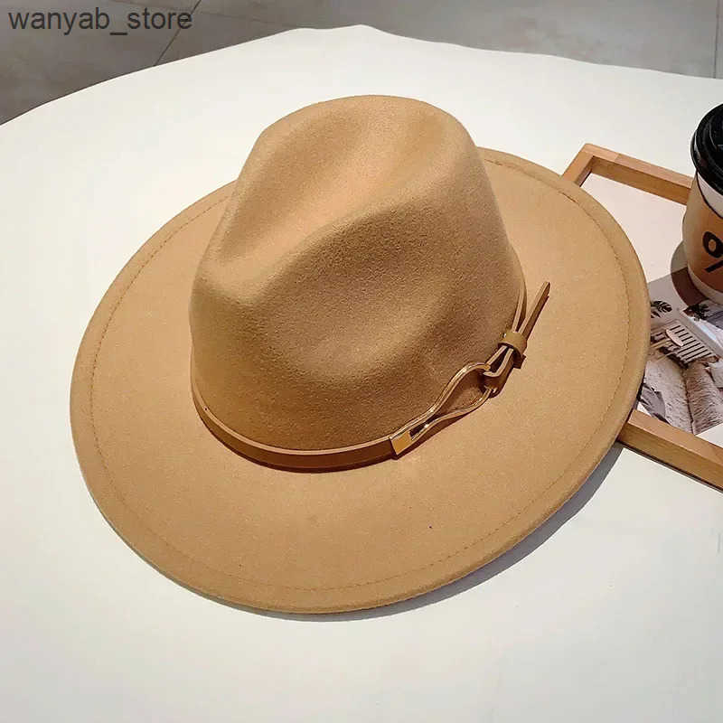 Wide Brim Hats Bucket Hats KAMMPT Woolen Fedora Women 2024 New Fashion Casual Autumn Winter Hat with Wide Brim Trendy Stylish Vintage Trilby for Trave
