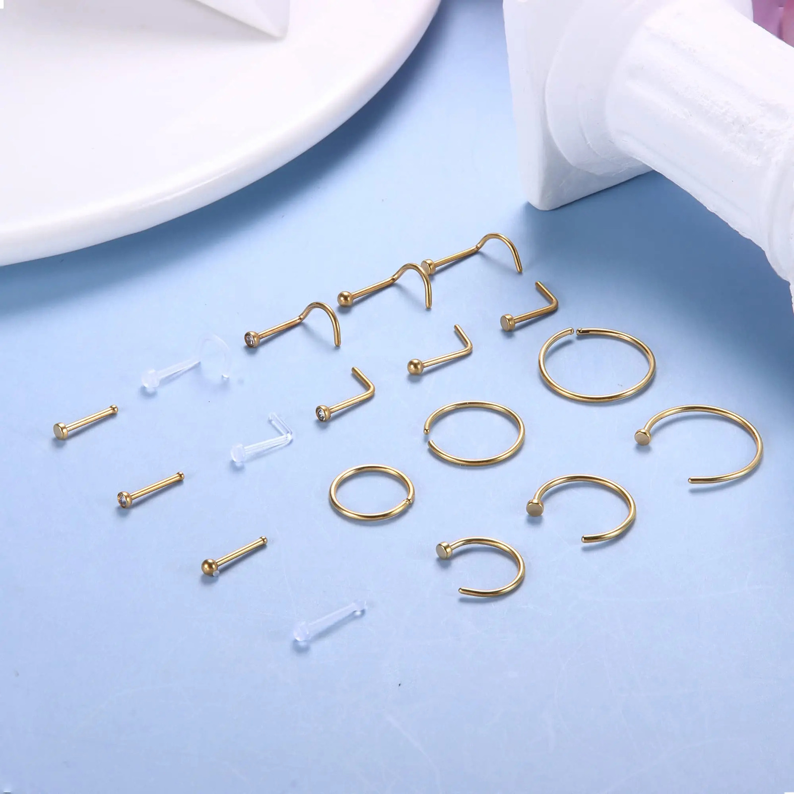 1PCS Hypoallergenic Nose Ring Studs for Sensitive Skin 20G Hoops Women Men 2mm Small Piercing Jewelry 241125