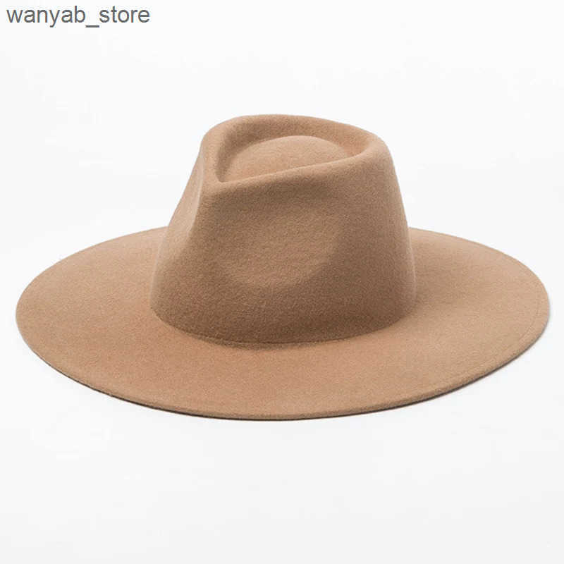 Wide Brim Hats Bucket Hats Classical Wide Brim Porkpie Fedora Hat Camel Black % Wool Hats Men Women Crushable Winter Hat Derby Wedding Church Jazz Hat