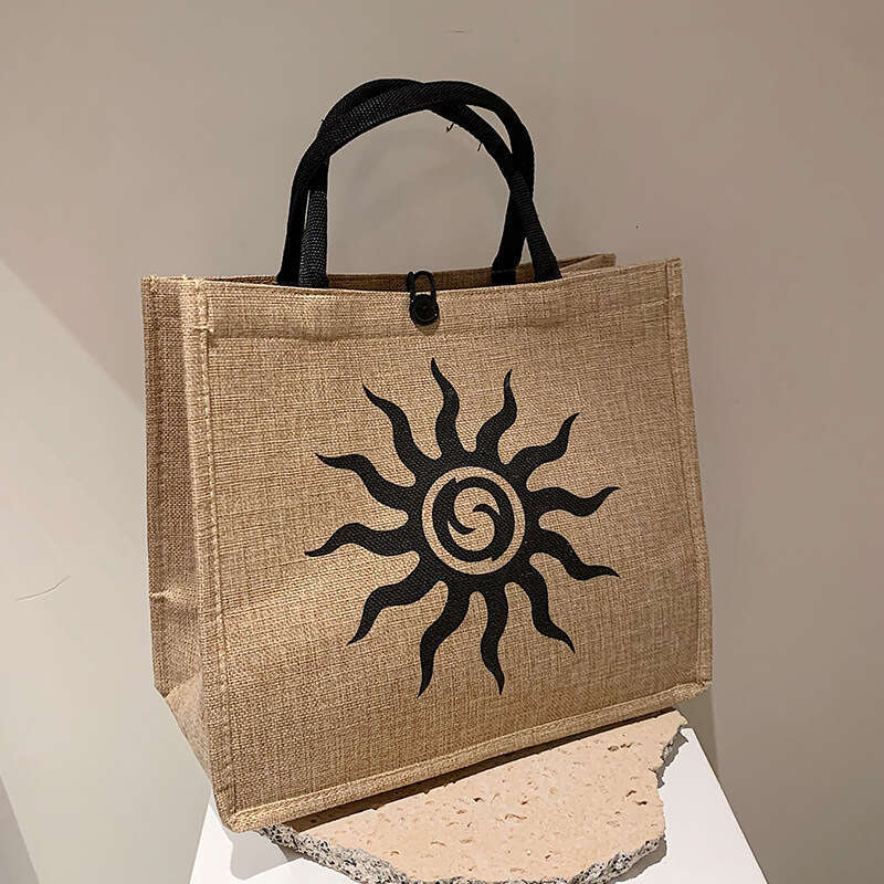 Large Capacity En Handbag For Women, Retro Fashionable, Made Of Jute Cloth, One Shoulder Tote Versatile, Mommy Bag, Fashionable And Classic In Quality