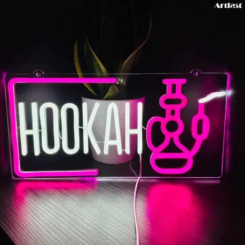 Hookah Neon Sign LED Hookah Smoke Shop Hookah Wall Decor for Man Cave Bar Smoke Louge Business Open Light Party Decoration Z241130