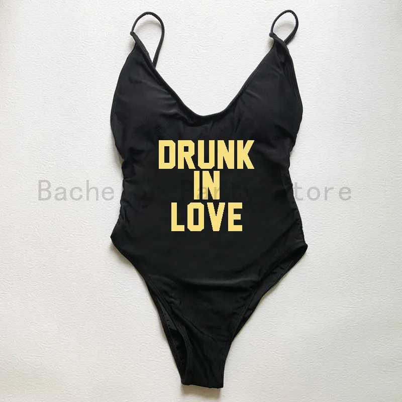 Women's Swimwear Drunk In Love Letter Print swimsuit womens adjustable shoulder strap swimsuit womens thong pad one-piece swimsuit beach wear bad