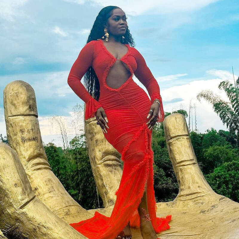 African Women's Fashion European And American New Hollowed Out Slim Fit Fish Tail Or Mop Dress For Women B1