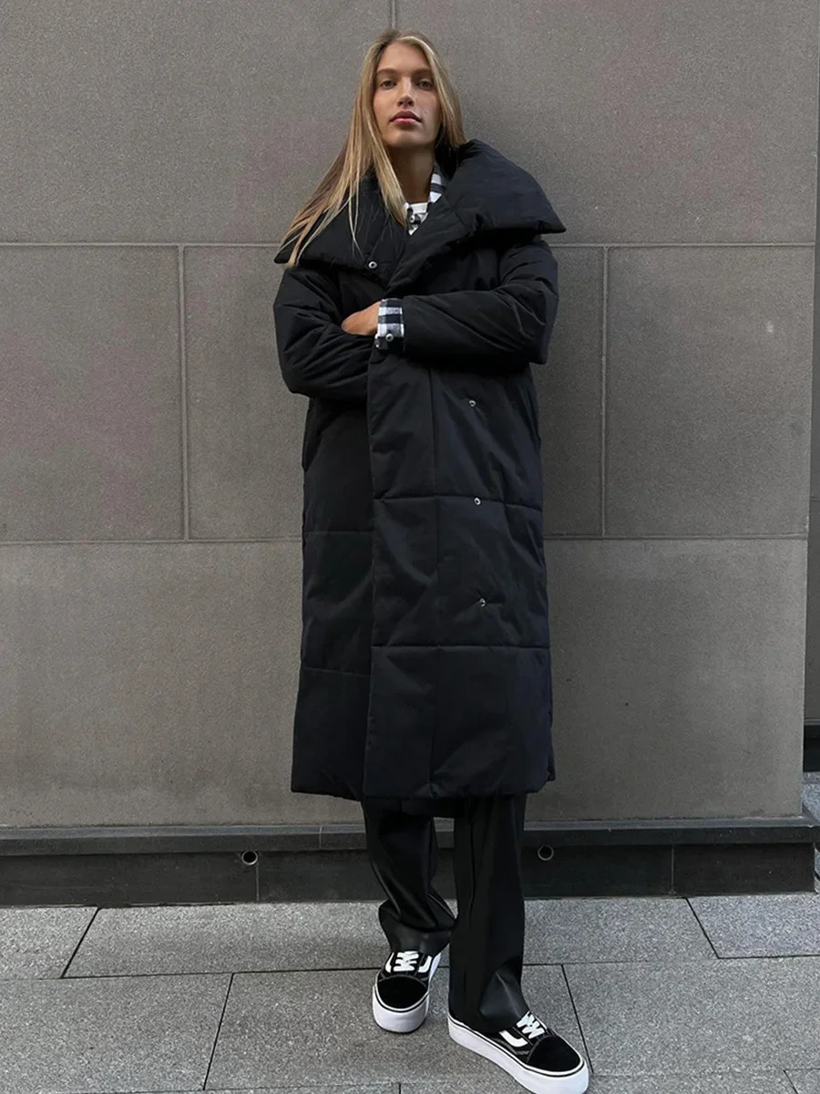 Bornladie Loose Quilted Jackets Parkas Winter Coats Oversized Warm Long Belt Puffer Ladies Cotton Padded Jacket 241125