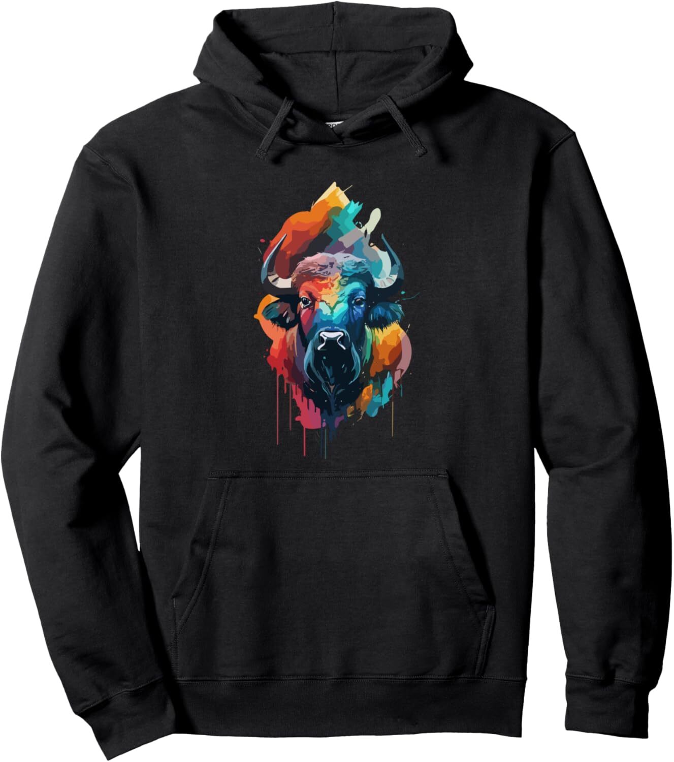 Hoodie for Mens Womens Buffalo Abstract Watercolor Painting Design Pullover Hoodie Graphic Hoodies sweatshirt cool