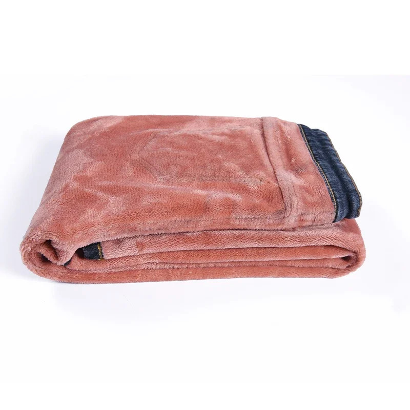 Zoenova Womens Jeans Winter Snow Warm Plush Elastic Jeans Womens Thin Thick Wool Student Pants Womens Retro Trousers 241122