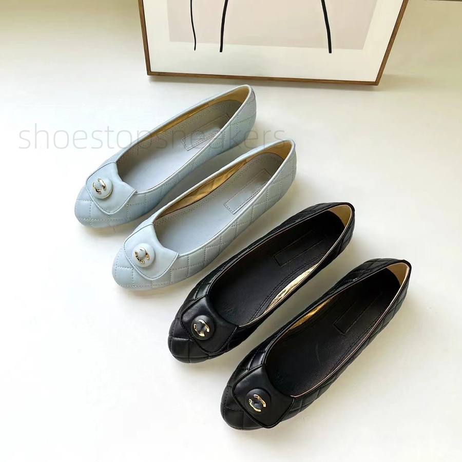 Designer Ballet Flats Shoes Women brands Quilted Genuine Leather Slip Ladies Dress Shoes France Paris Luxury Round Toe Ballerina Luxury Designer ballerina