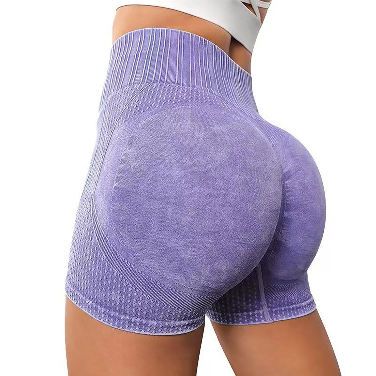 Outdoor Summer Peach Hip Seamless Washed High Waist Yoga Running Fitness Speed Drying Sports Shorts