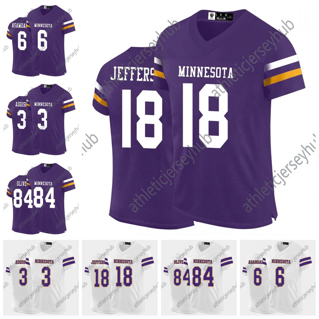 2024 Mens/Youth Custom Football jersey Stitched Jerseys 9 J.J. 33 Aaron 18 Justin 87 T.J. 3 C.J. Ham Darrisaw Smith Sam Darnold Shxinet Embroidery Foo