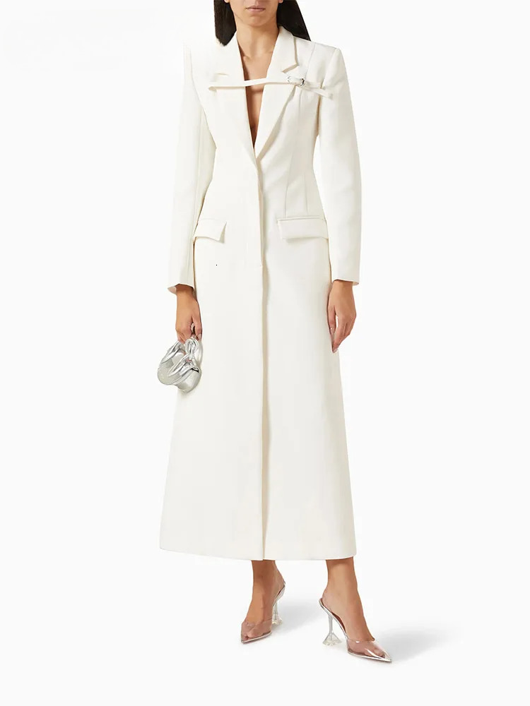 Solid Patchwork Belt Slimming Trench For Women Notched Collar Long Sleeve Tunic Temperament Coats Female Fashion