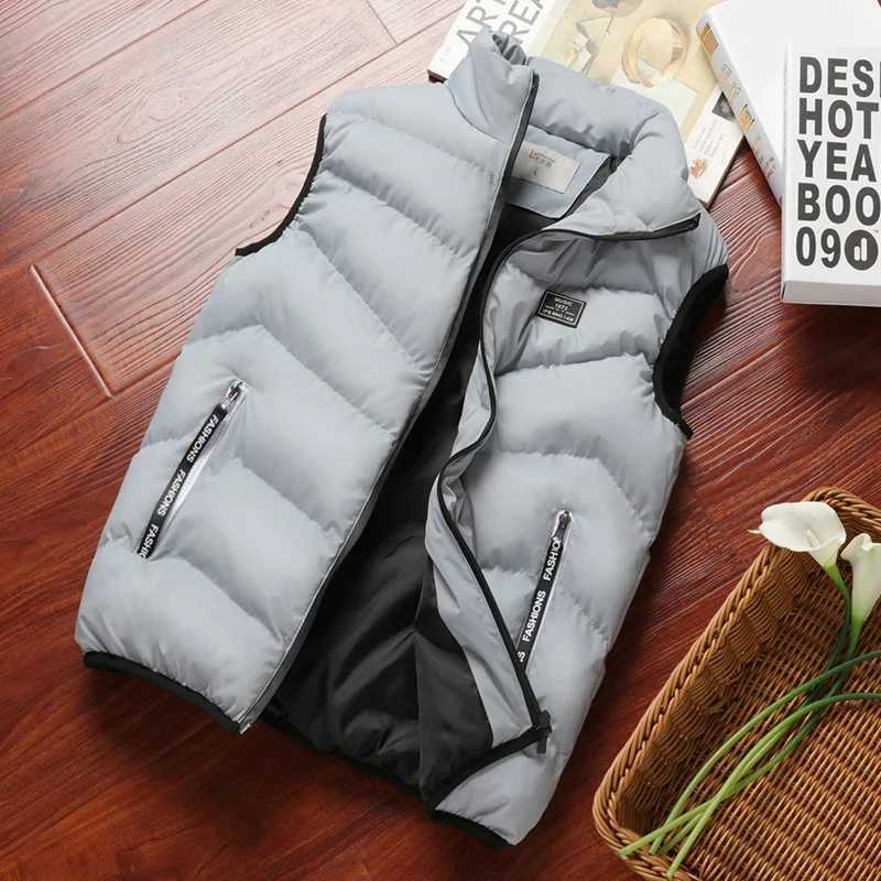 Men's Down Parkas New Winter Vest Jacket Men Puffer Sleeveless Coat Solid Color Down Warm Waistcoat Outwear Windbreaker Clothing z241129