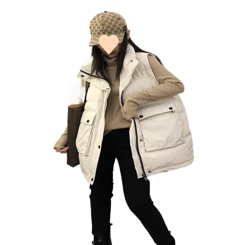 New down women's long autumn and winter collection, Korean loose vest, single shoulder down vest, designer jacket, fashionable