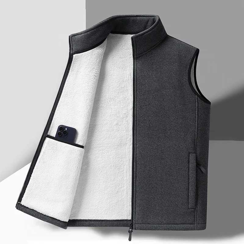 Men's Down Parkas Men Autumn Winter Warm Velvet Waistcoat Mens Spring Casual Fashion Vest Jackets Male New Plus Size Men Vest Jackets Sleeveless 