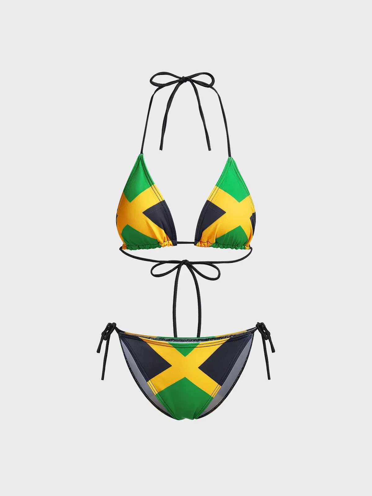 Women's Swimwear Sexy Jamaican bikini flag scarf suitable for women retro improving old styles exotic high-end swimsuit beach set Y2K H241130