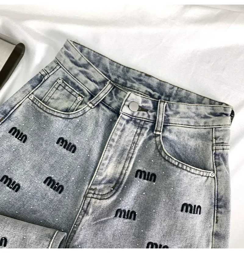 Women's Jeans ZOENOVA Y2K Narrow Shine Diamond High Waist Cowboy Straight Leg Pants Suitable for Womens Winter Fashion Ultra Thin Wide Leg Pants 