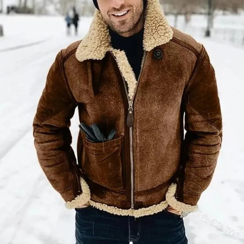 Fur Mens Jacket Coat Winter Warm and Cold Proof Outerwear Thick Large Collar Contrasting Color Clothing 241120