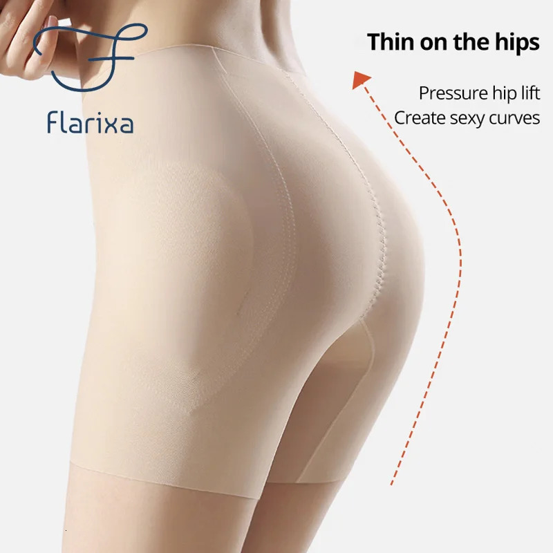 Flarixa High Waist Tummy Control Body Shaper Seamless Ice Silk Safety Shorts Butt Lifter Panties Hip Enhancer Shapewear 241121