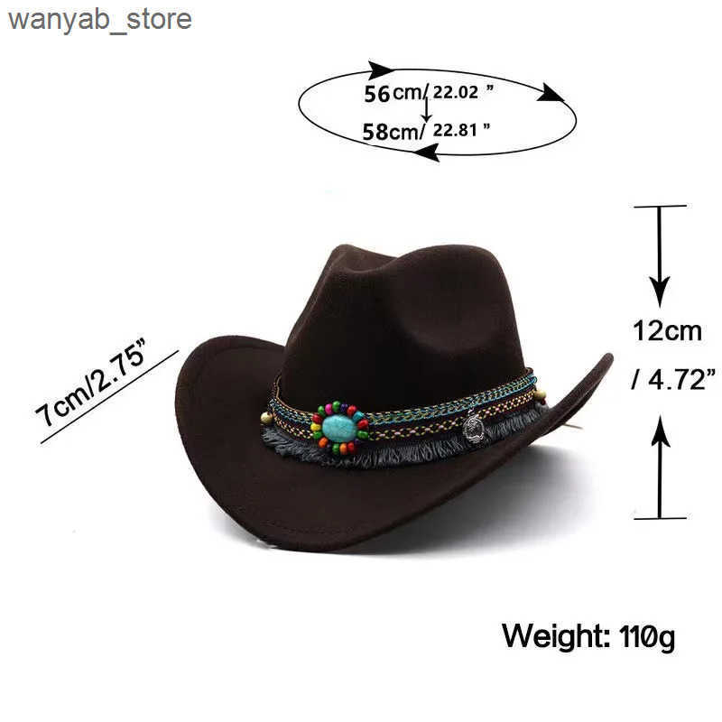 Wide Brim Hats Bucket Hats 2024 Simple Upturned Brim Hat Woolen Jazz Hat English Style Top Hat Ethnic Style Belt Solid Color Western Cowboy Hats L2409