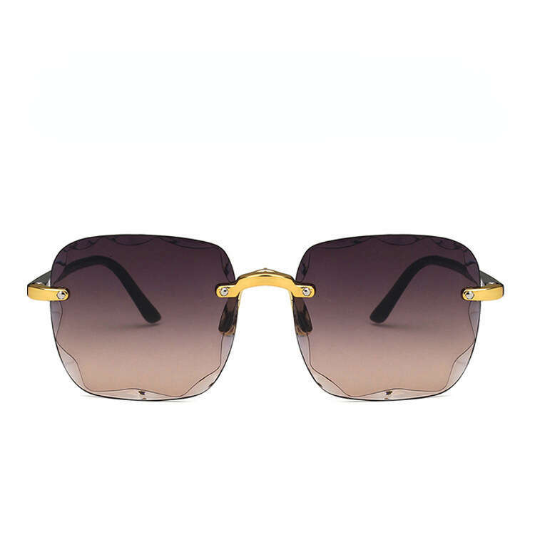 Square rimless ins trimmed large frame Sunglasses classic sunglasses trendy women