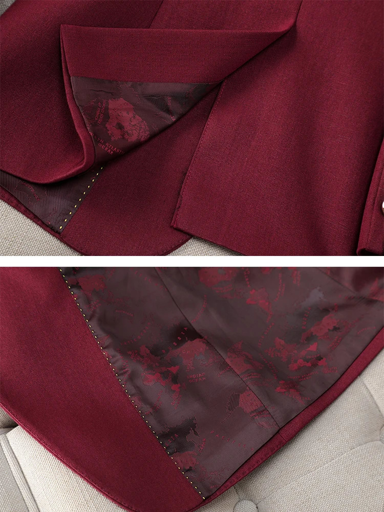 Ladies' 2-Piece Business Suit: Elegant Solid Jacket And Trouser Set In Blue, Red, Black, Or White B1