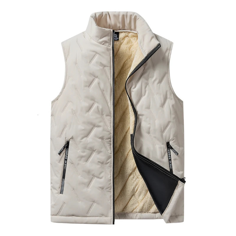 Autumn and winter fashion mens cotton vest jacket casual multifunctional plus size warm standing collar sleeveless top 241129