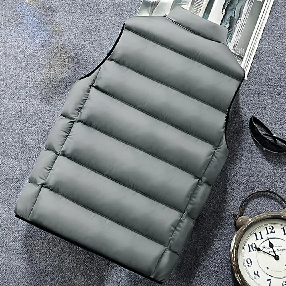 Men Vest Coat Winter Sleeveless Padded Waistcoat Stand Collar Heat Retention Thermal Warm Casual Zipper 241129