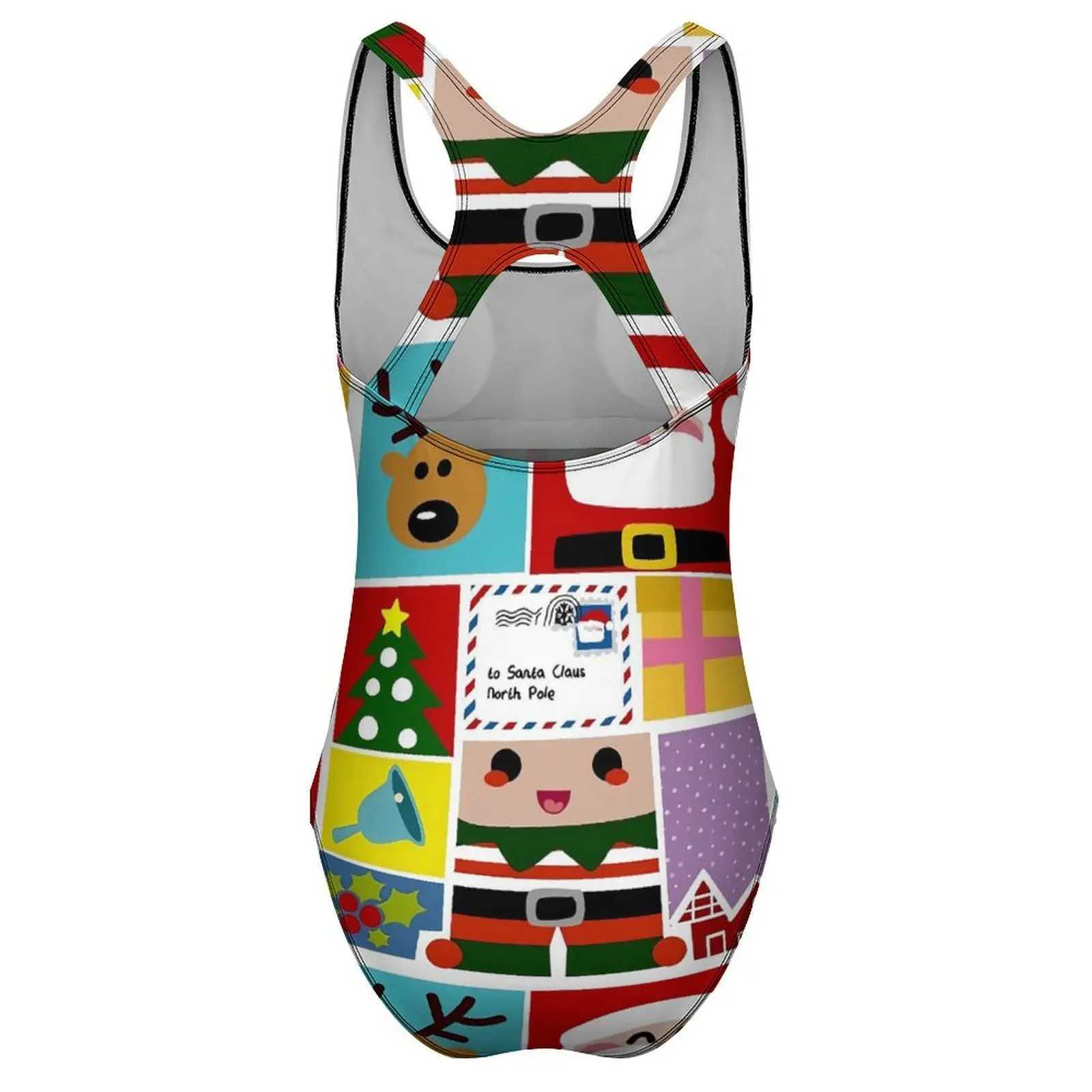 Women's Swimwear Christmas swimsuits Christmas patches swimsuits one-piece holiday surfing swimsuits high cut swimsuits womens push up sexy beach