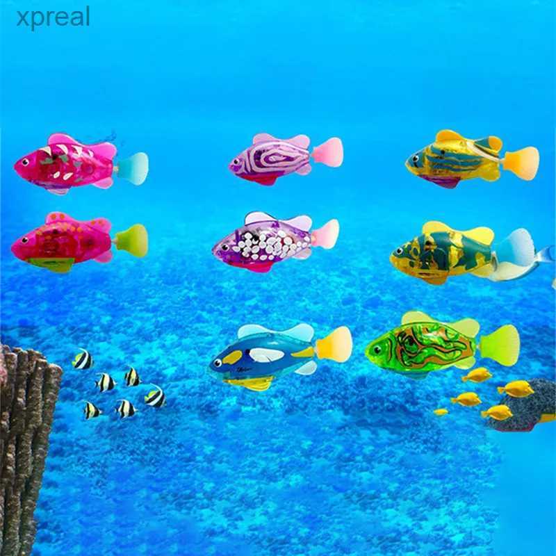 Bath Toys Summer Baby Shower Toy Flash Swimming Electronic Fish Battery Powered Simulation Water Fish Toy Childrens GiftWX1