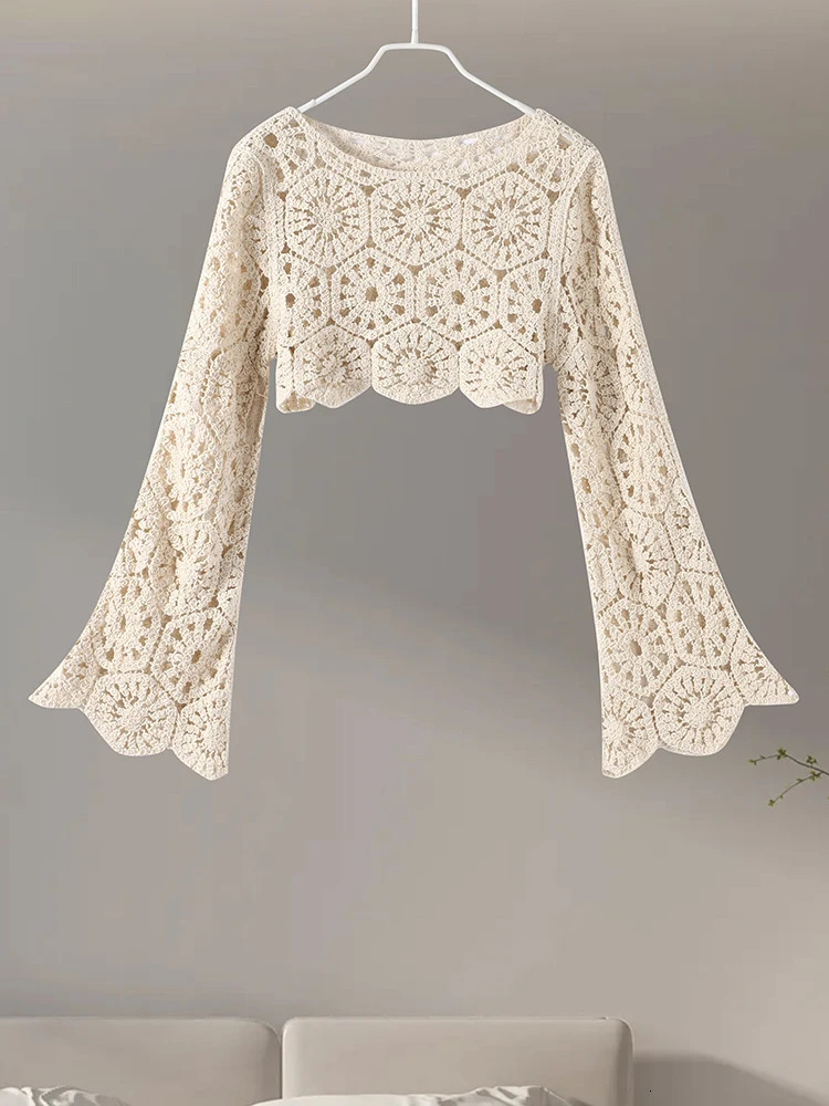 Knit Skirts Suit Sexy Slim Hollow Out See Through Sets Female 2024 Summer High Waist Vacation Beach Set 2 Pieces Lady 241129