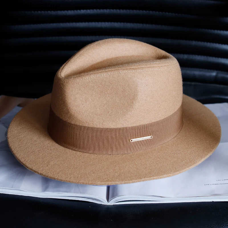 Wide Brim Hats Bucket Hats New Autumn And Winter White Woolen Top Hat For Men And Women With Big Head Round Flat Brim Felt Hat With Camel Top Hat L240