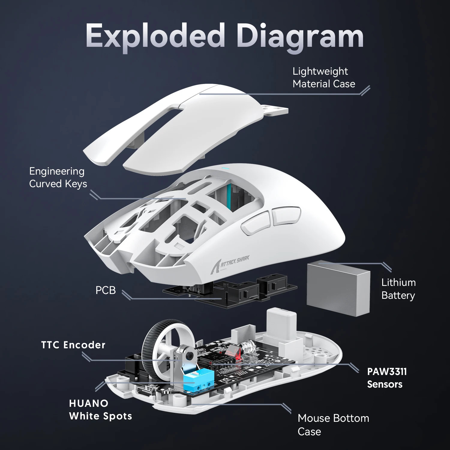 Attack Shark X11 Wireless MouseTriMode Connection 24GHzWiredBluetooth PAW3311 22000DPI 400IPS RGB PC Gaming Mouse 241113