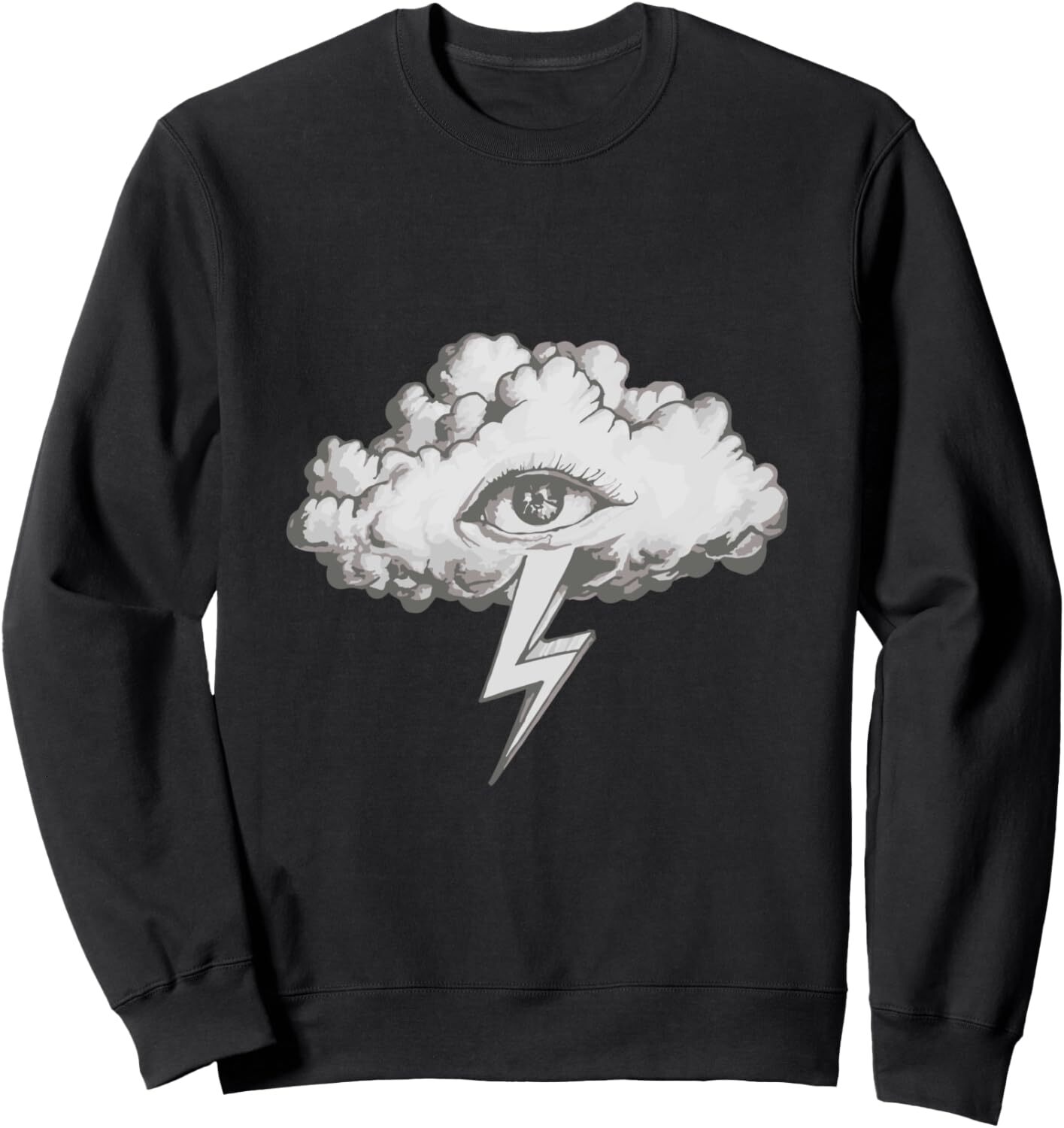 Long Sleeve Shirts for Men sweatshirt Black and White Drawing of cloud with Lightning Design Sweatshirt T shirt Tee Streetwear Casual tops clothes coo