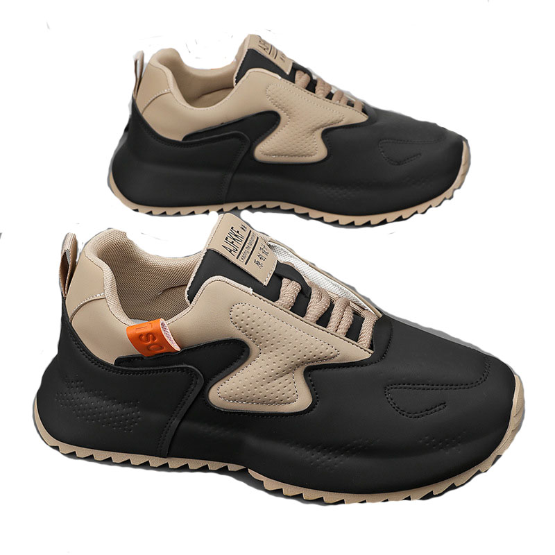 Cross-border explosive big size leather casual sports dad men's Korean version of the trend running shoes